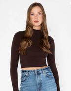 C'est Moi-Bamboo Mock Neck Crop Top