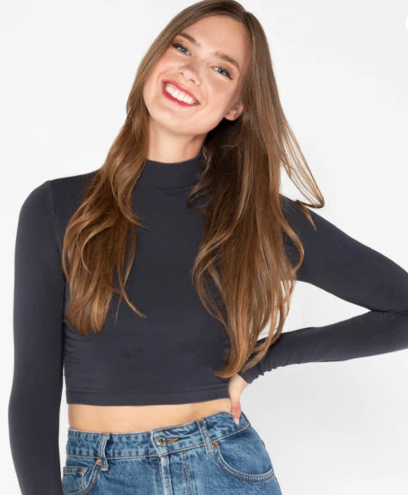 Bamboo Mock Neck Crop Top
