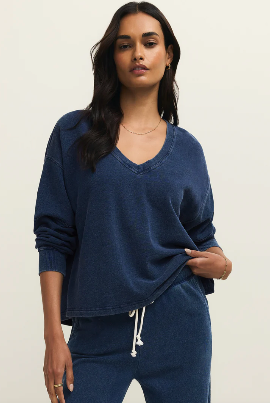 Delphine Knit Denim Sweatshirt