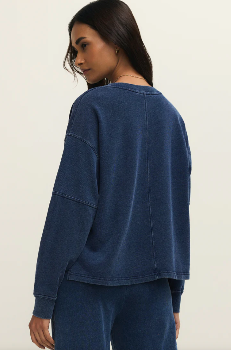 Delphine Knit Denim Sweatshirt