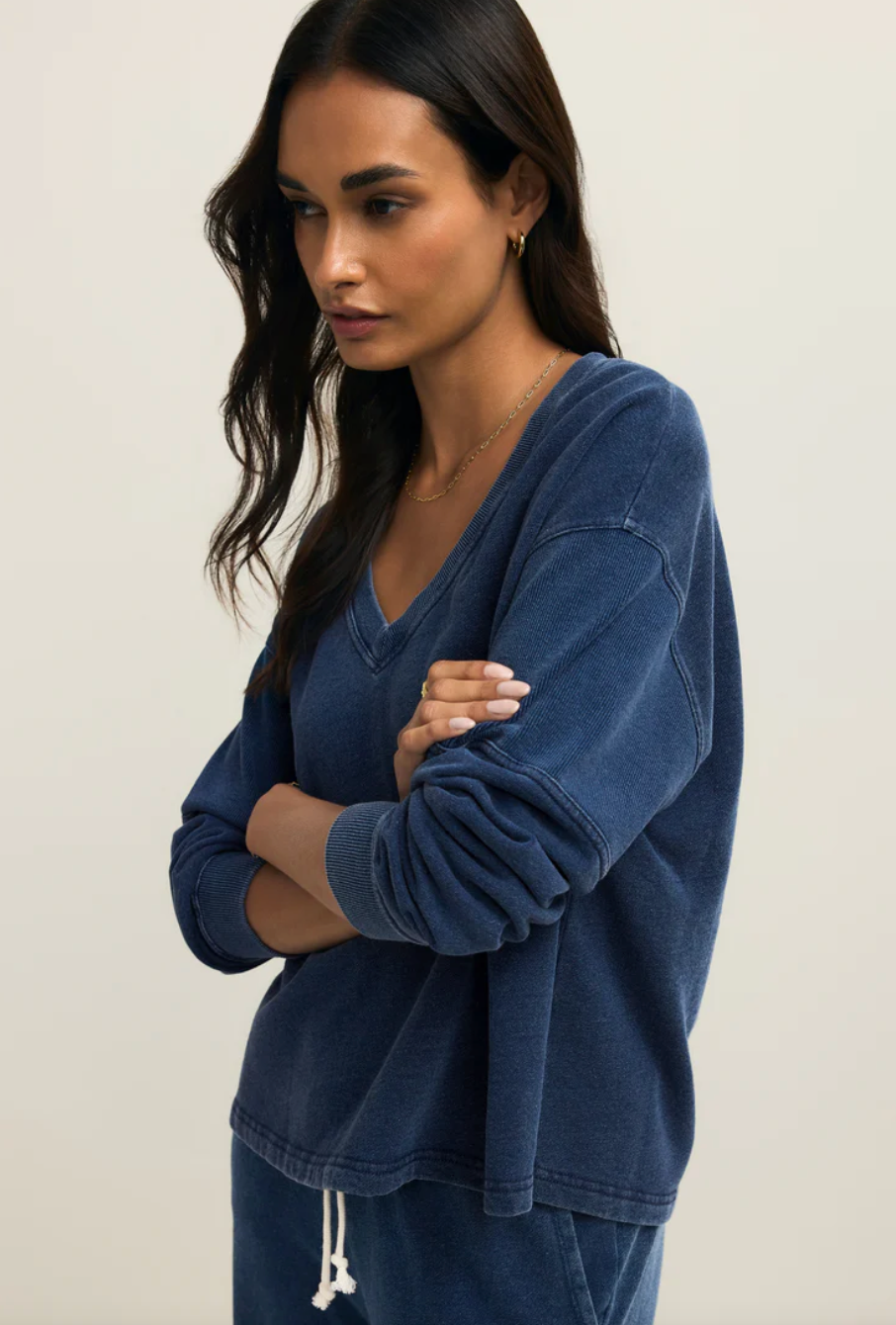 Delphine Knit Denim Sweatshirt