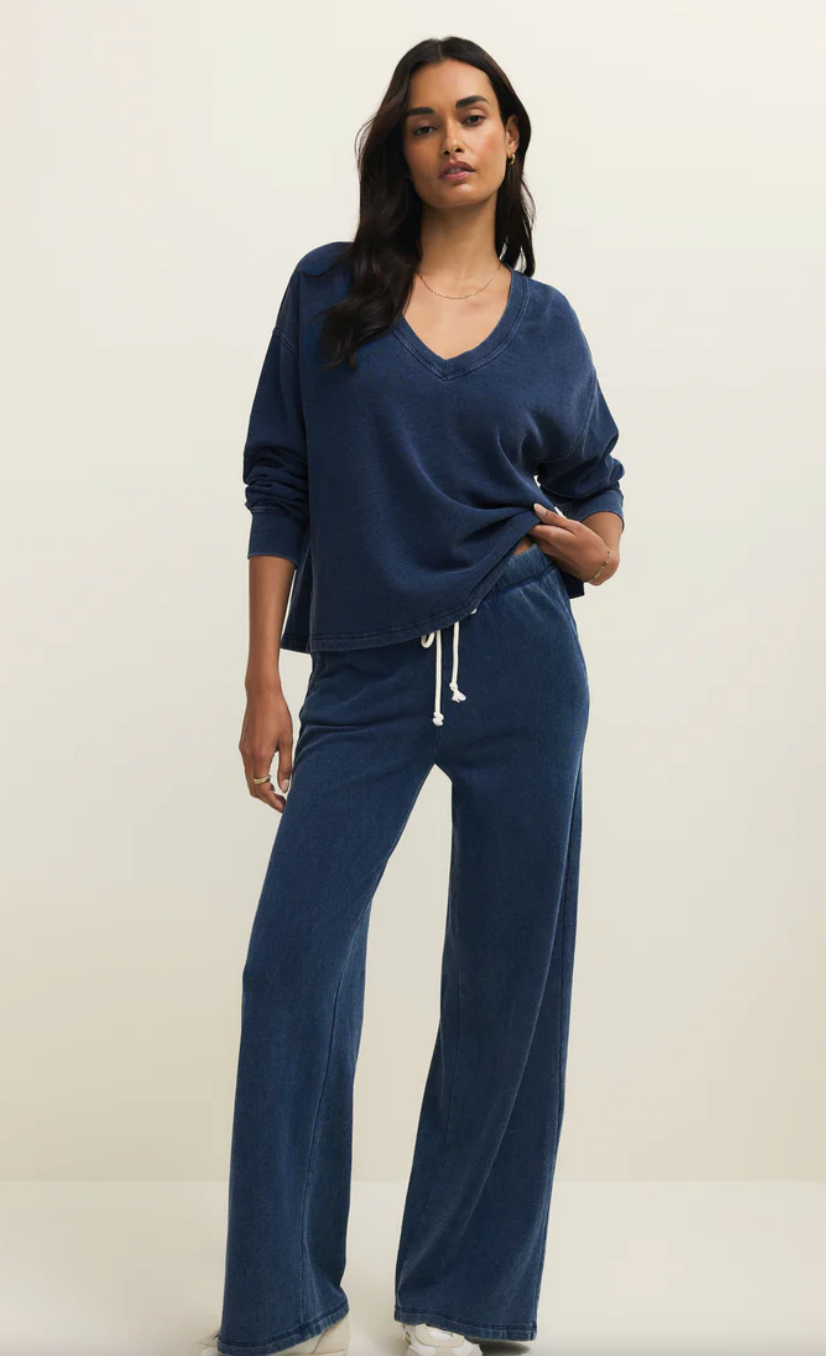 Delphine Knit Denim Sweatshirt