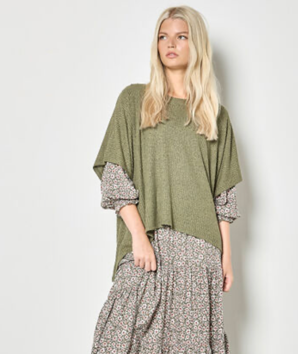 Waffle Hanky Hem Oversized Tee