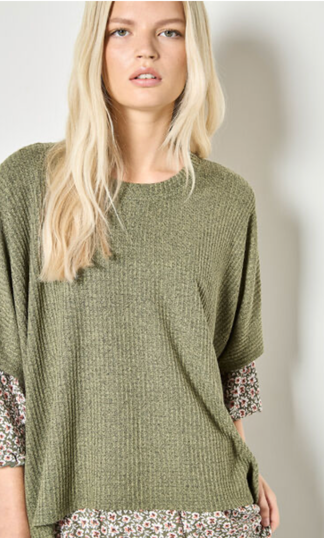 Waffle Hanky Hem Oversized Tee