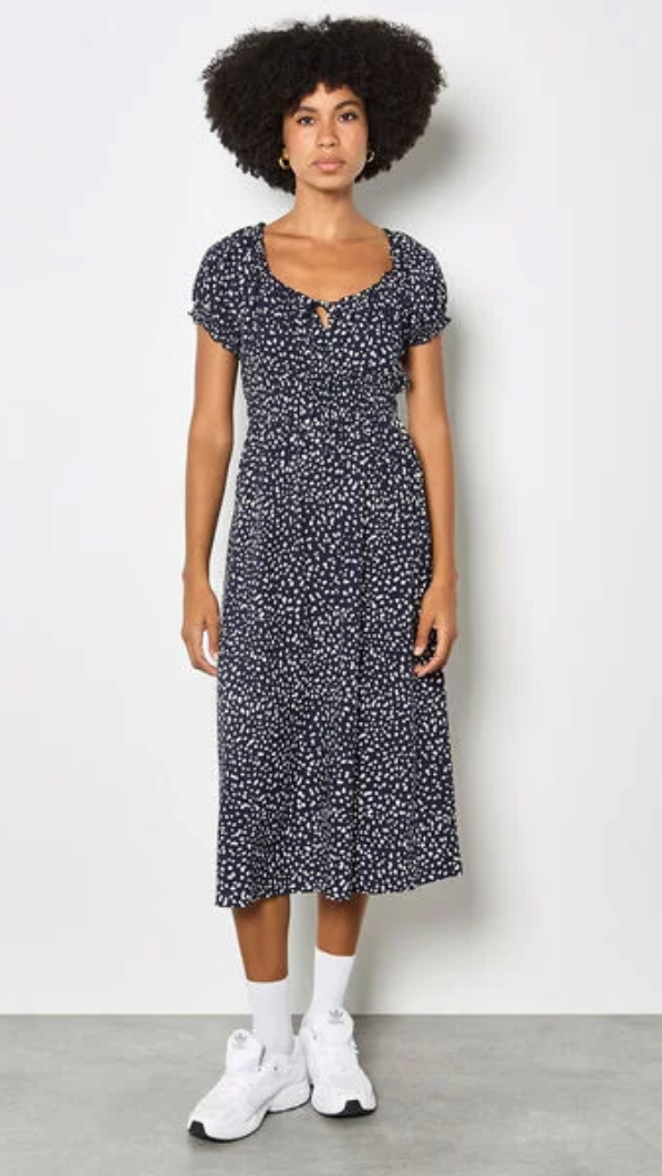 Milkmaid Midi Spot Printed Dress