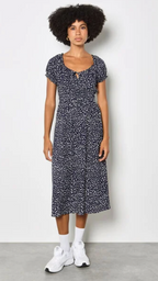 Milkmaid Midi Spot Printed Dress