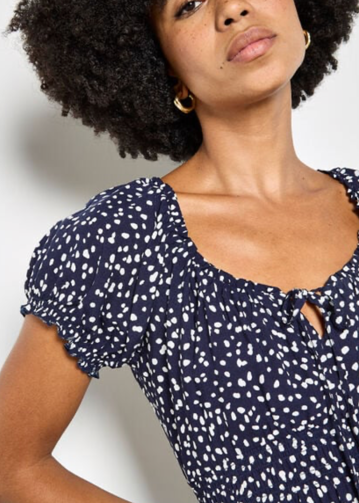 Milkmaid Midi Spot Printed Dress