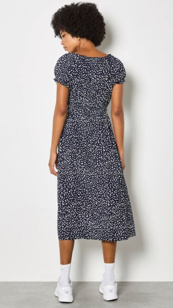 Milkmaid Midi Spot Printed Dress