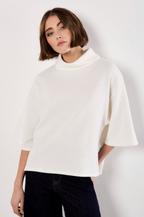 Waffle Crew Neck Btn Detail Top