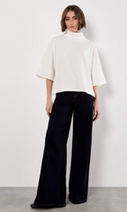 Waffle Crew Neck Btn Detail Top