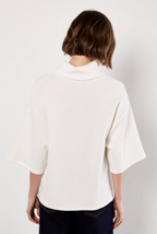 Waffle Crew Neck Btn Detail Top