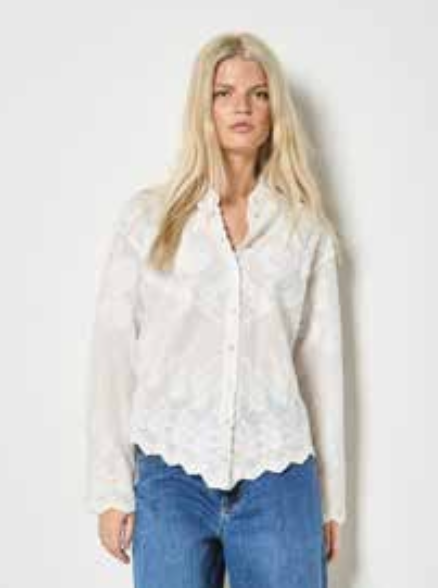 Embroidered Cotton Scallop Shirt