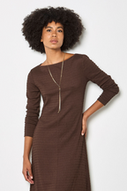 Textured Jersey A-Line Midi Dress
