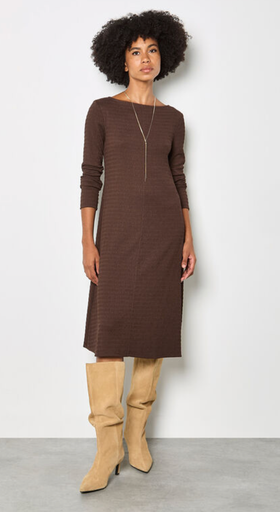 Textured Jersey A-Line Midi Dress