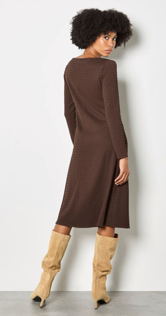 Textured Jersey A-Line Midi Dress