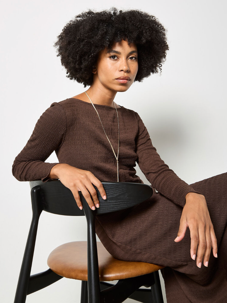 Textured Jersey A-Line Midi Dress