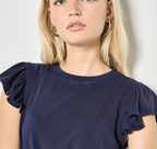 Fine Rib Ruffle Tee