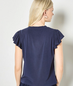 Fine Rib Ruffle Tee