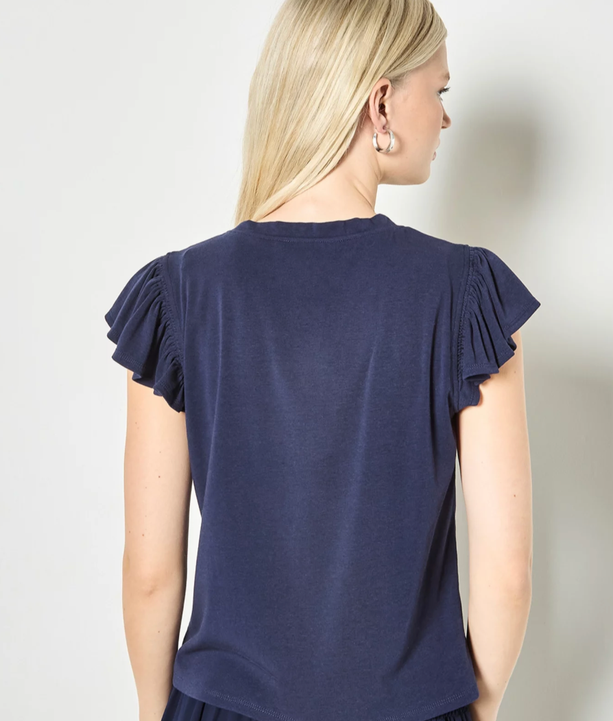 Fine Rib Ruffle Tee
