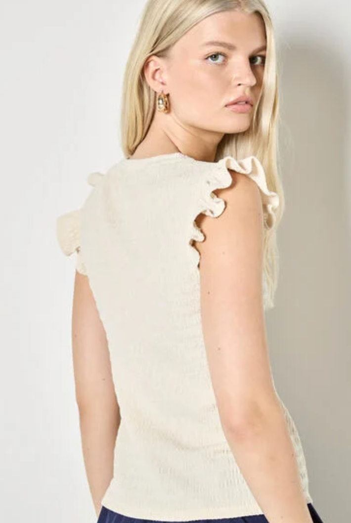 Textured Jersey Ruffle Sleeve Tee