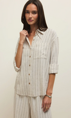 Alfie Stripped Linen Button Up