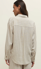 Alfie Stripped Linen Button Up