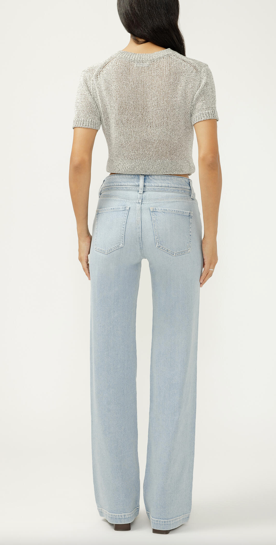 Back view of Avery trouser jeans showing contoured waistband
