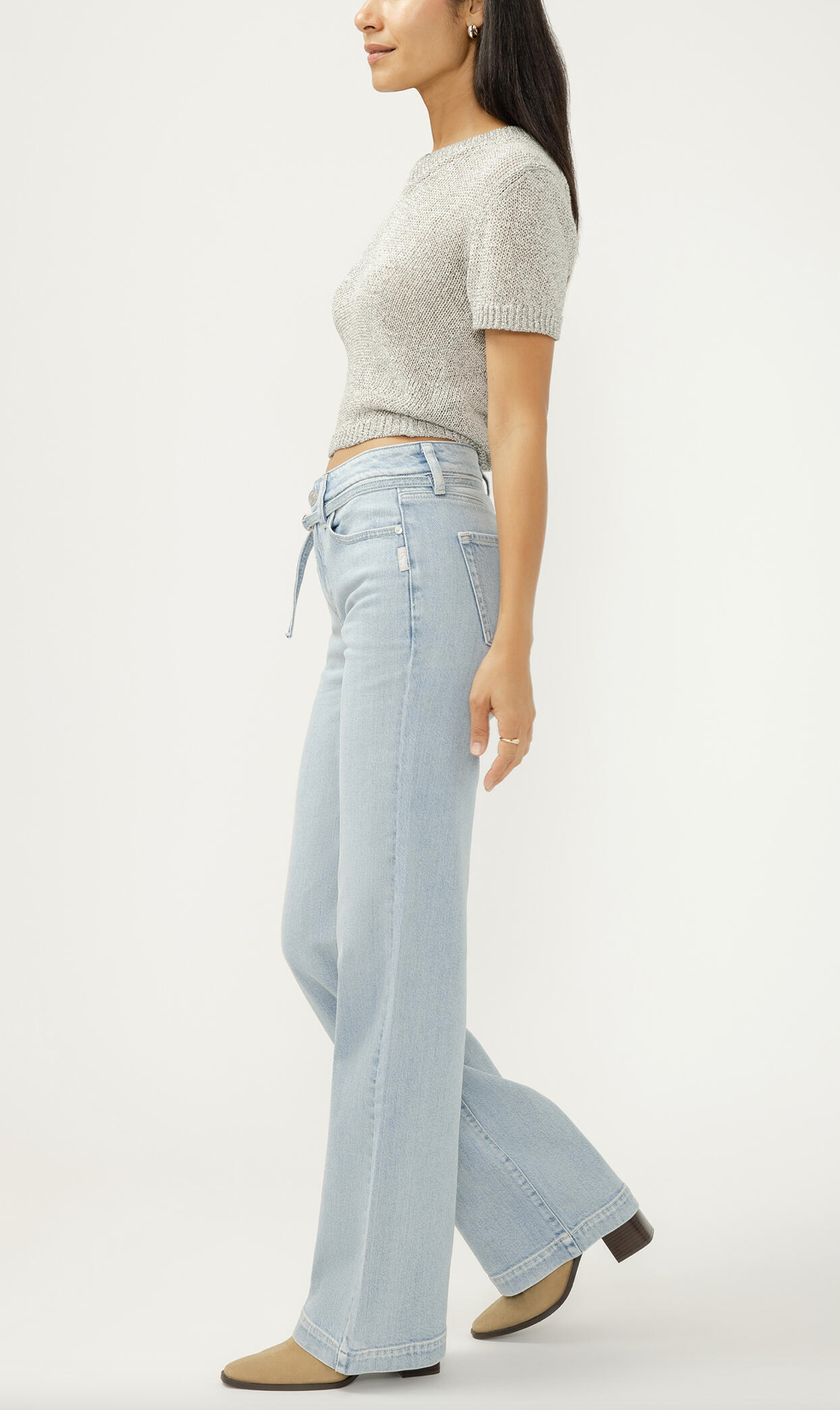 Side view of Avery high rise trouser jeans - wide leg fit