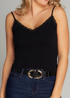 Bamboo Tank with Lace Trim