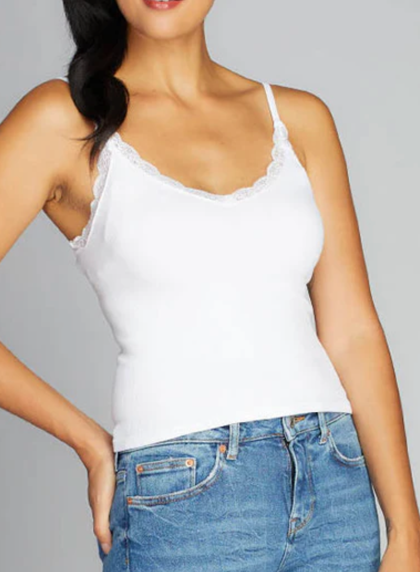 Bamboo Tank with Lace Trim