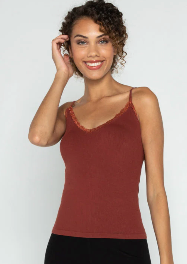 Bamboo Tank with Lace Trim