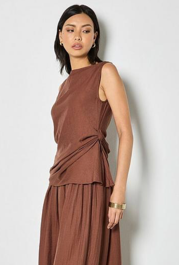 Apricot - Side knot detail high neck top