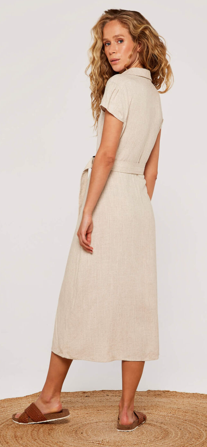 Apricot - S/Less belted shirt midi dress