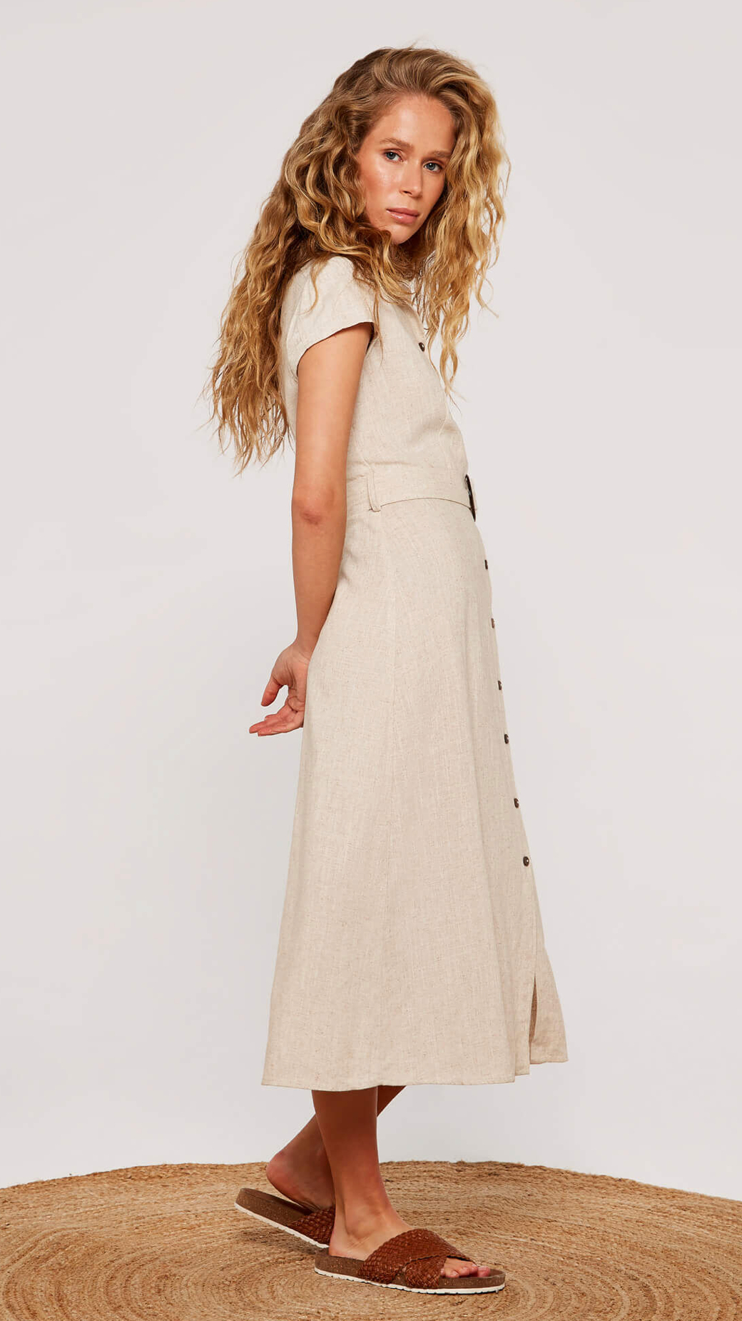 Apricot - S/Less belted shirt midi dress