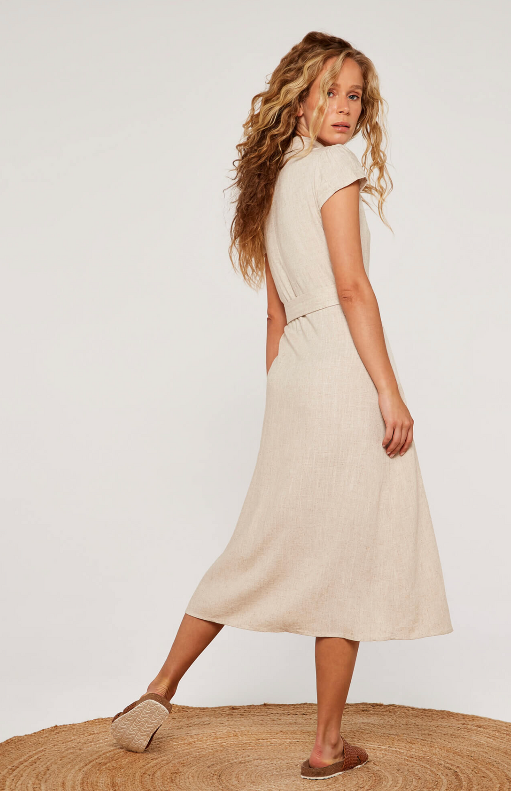 Apricot - S/Less belted shirt midi dress