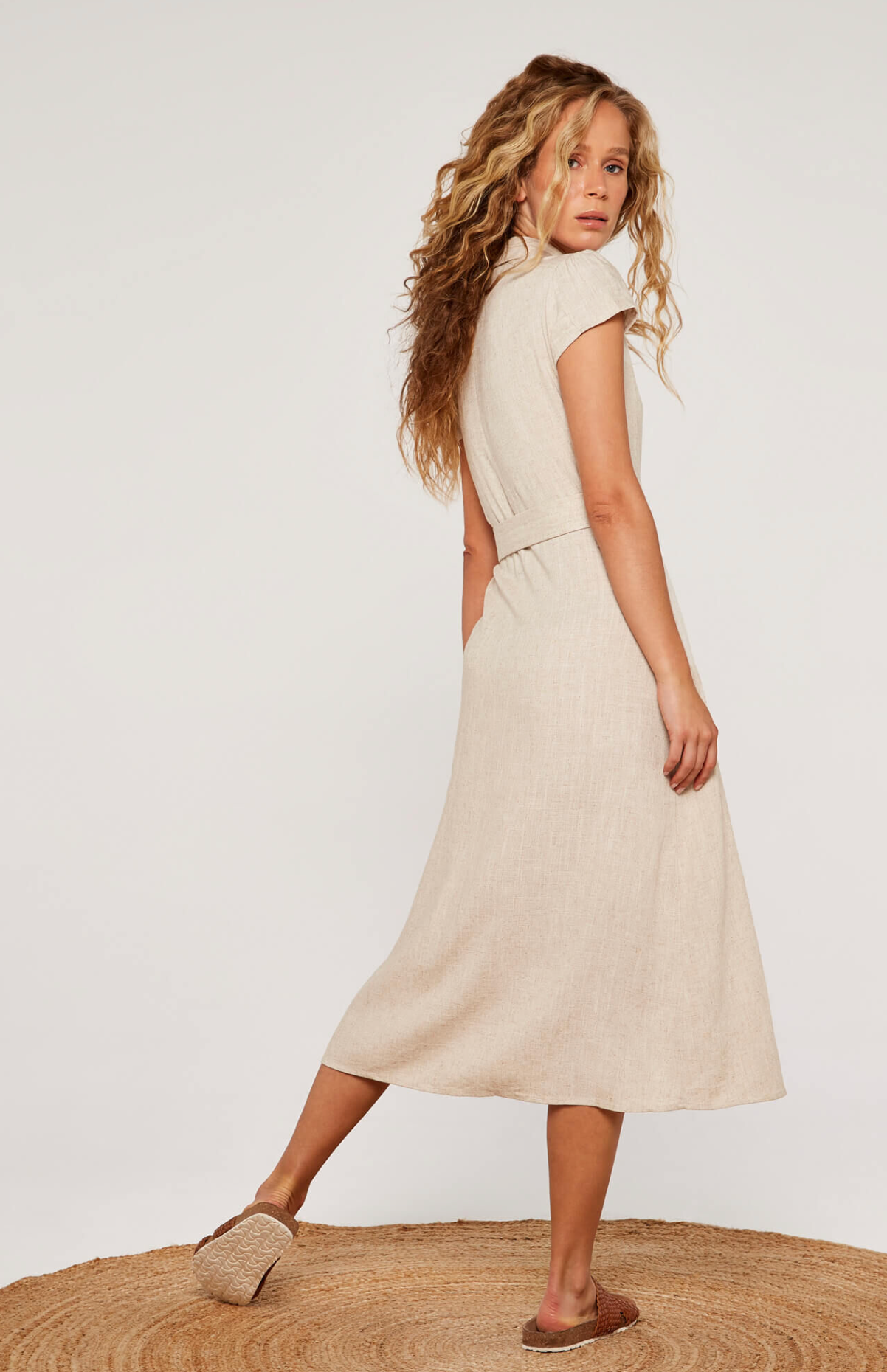 Apricot - S/Less belted shirt midi dress