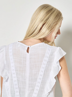 Apricot - Lace Trim Frill Edge Top