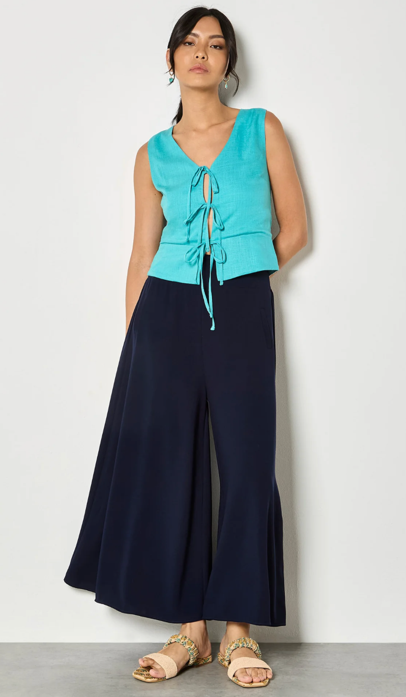 Apricot - Big Waistband Fluid Wide Leg Trouser