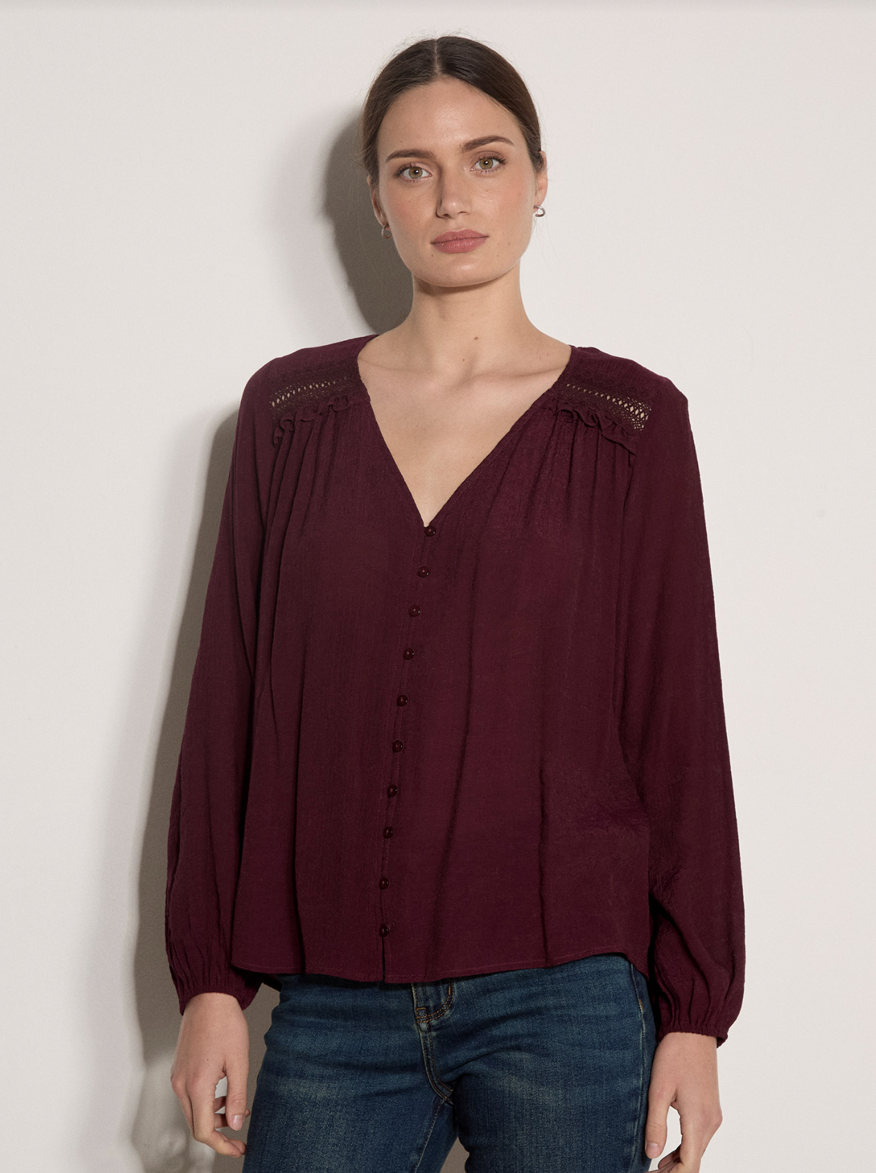 Apricot - Painterly Sarasa Ruffle Blouse