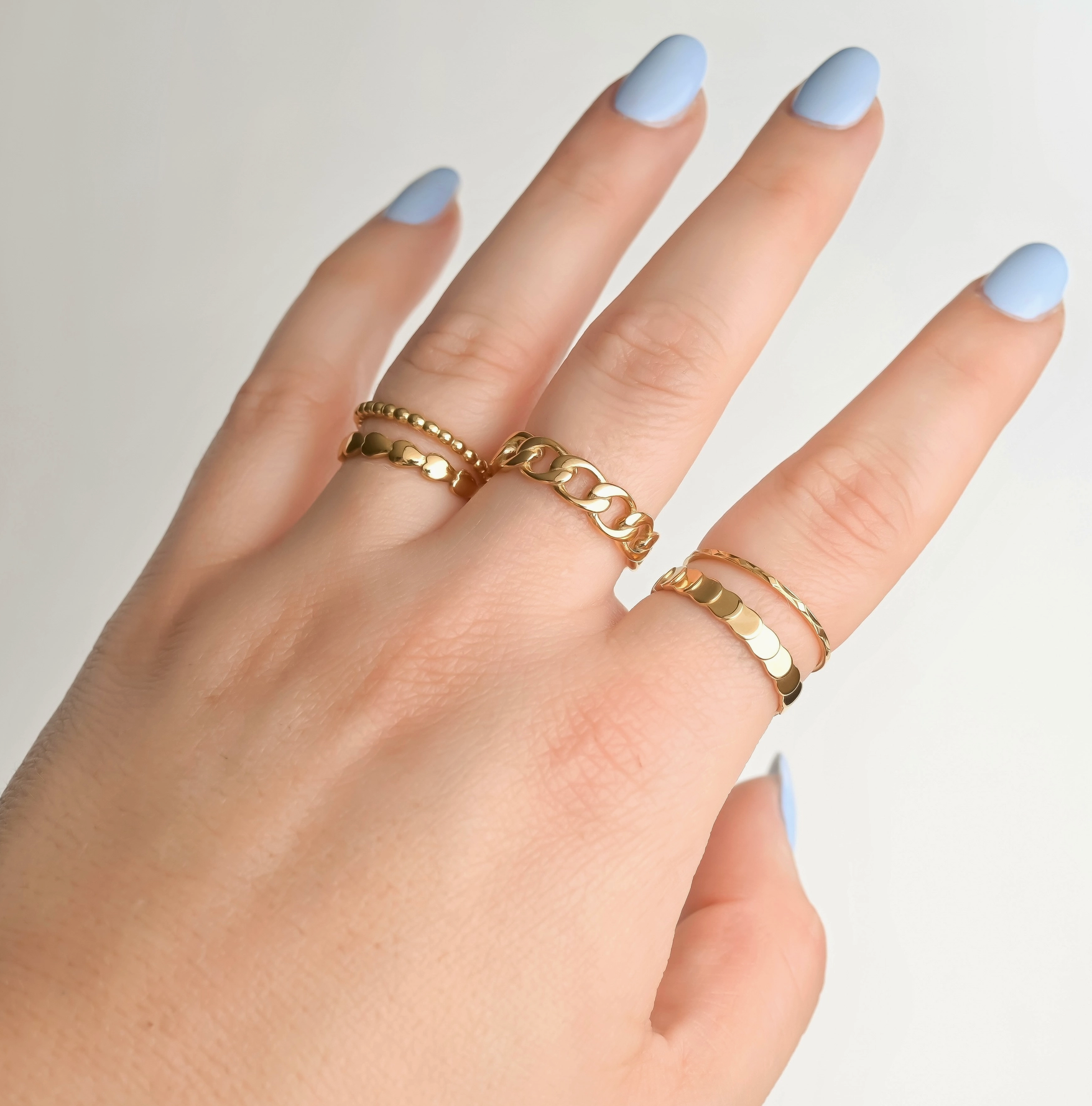 Blueyejewelry - Minimalist Gold Stacking Rings - Waterproof Stainless Steel