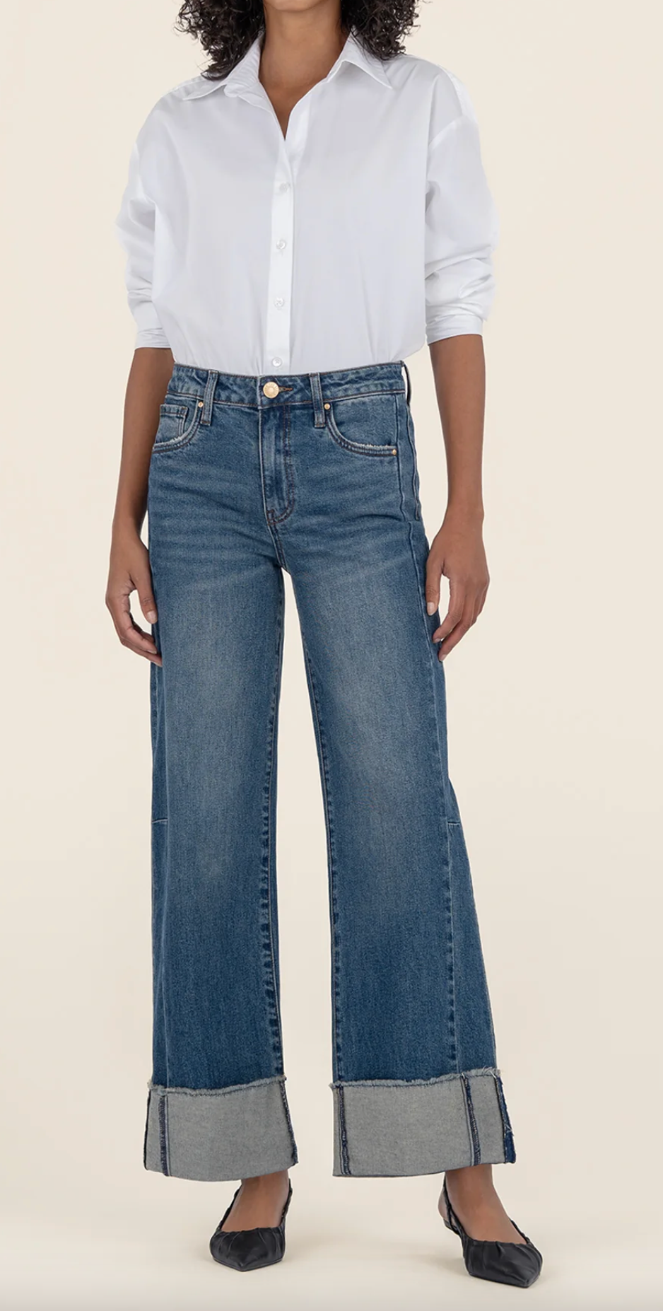 Meg High Rise Fab Ab Wide Leg Roll Up