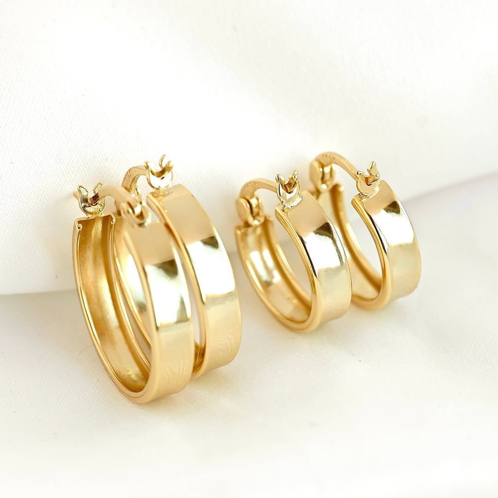 Wide Polished Hoops - Solid 925  Hoop Earrings