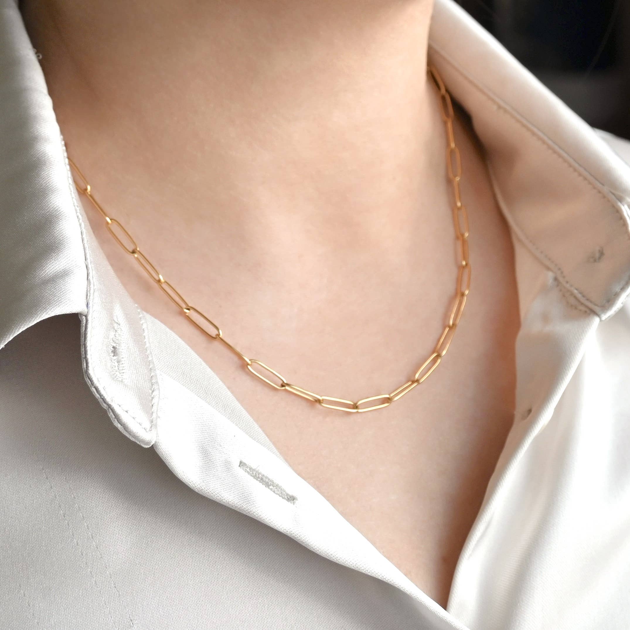 Paperclip Chain Necklace - Dainty Link Chain Necklace