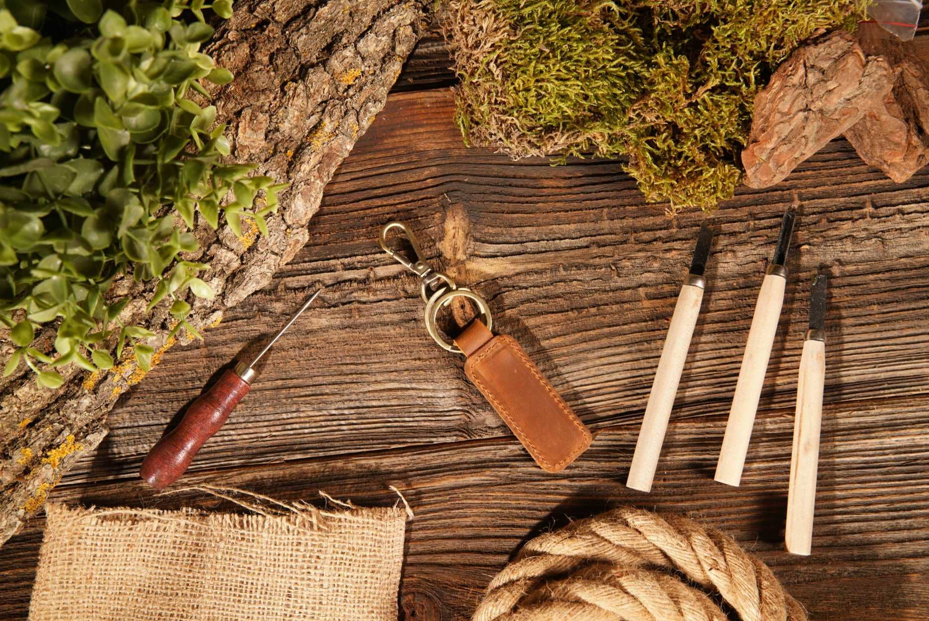 Leather Keychain, Genuine Leather Keychain