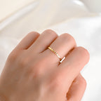 blueyejewerly - Geometric Gold Pyramid Ring - Stainless Steel