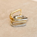 Diamond U Hoops - 925 Silver Pavé Link Hoop Earrings