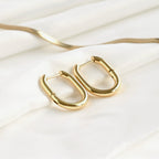 Gold U Hoops - Tarnish-proof Oblong Hoop Earrings