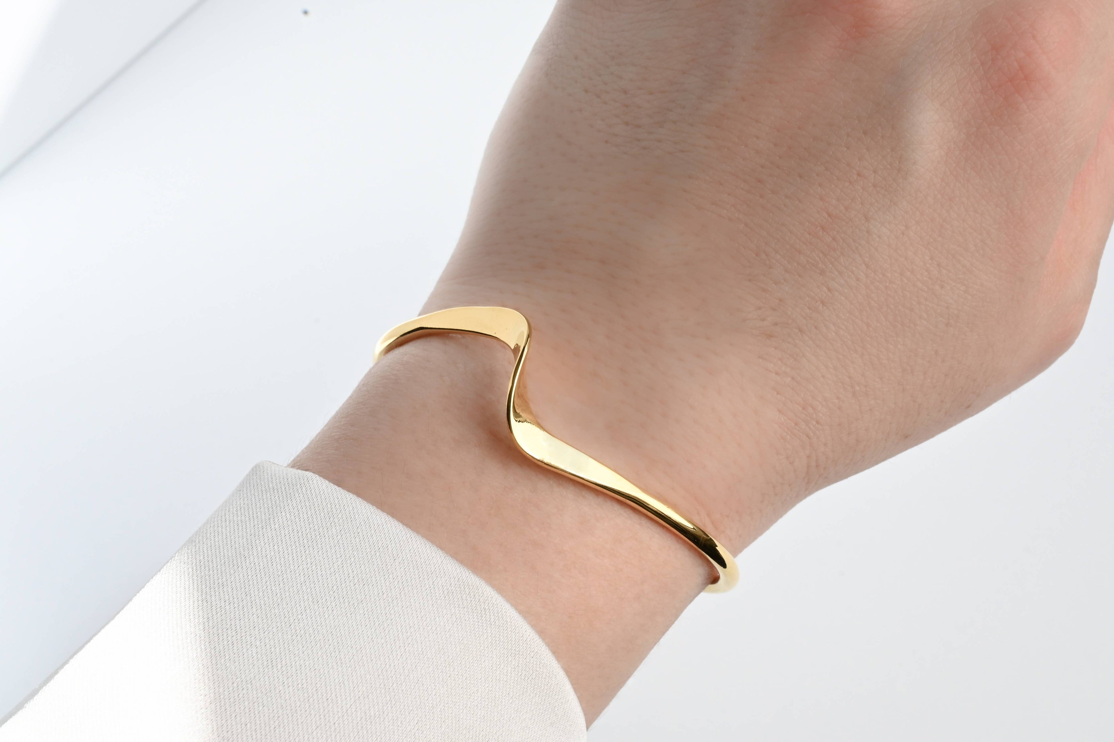 Sculptural Gold Cuff - Tarnish-free Twist Cuff Bracelet