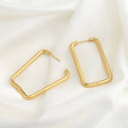 Oversized Rectangle Hoops - 18k Gold Statement Hoop Earrings