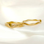 Tarnish-proof Gold Ring Set - 18k Gold Wave Rings